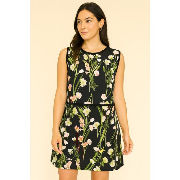 NWT Victoria Beckham sz L stretch floral coquette classy old money sun dress NEW - Picture 1 of 9